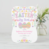 Invitation Chasse aux oeufs de Pâques, printemps, lapin, fête (Debout devant)