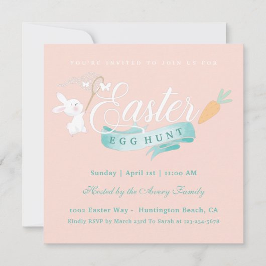 Invitation Chasse aux oeufs de Pâques simple (Devant)