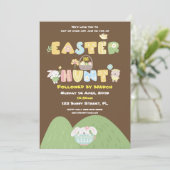 Invitation Chasse aux oeufs de Pâques Typographie de printemp (Debout devant)