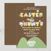 Invitation Chasse aux oeufs de Pâques Typographie de printemp (Devant / Derrière)