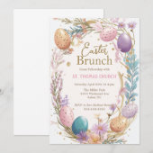 Invitation Chasse aux œufs du brunch de Pâques fête de Pâques (Devant / Derrière)