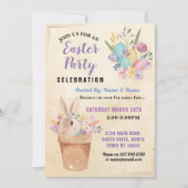 Invitation Chasse aux oeufs du Bunny de Pâques Panier rose (Devant)