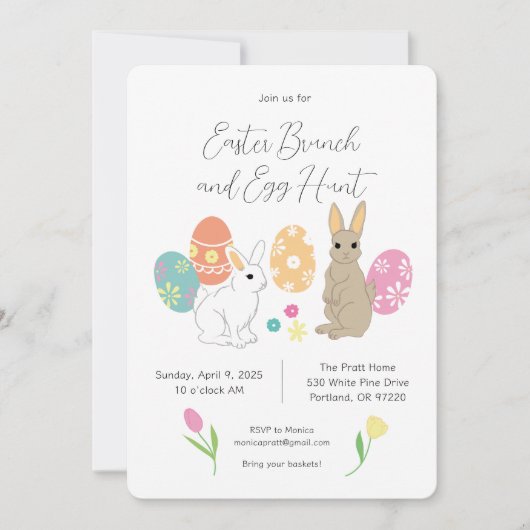 Invitation Chasse aux oeufs et à la brume de Pâques Hoppy (Devant)