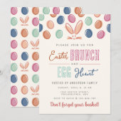 Invitation Chasse aux oeufs et au brunch de Pâques de Bunny c (Devant / Derrière)