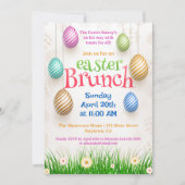 Invitation Chasse aux œufs et brunch de Pâques aquarelle chic (Devant)