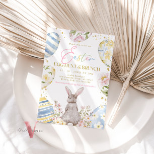Invitation Chasse aux oeufs et brunch Inv Gold Rose Bleu Jaun