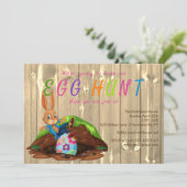 Invitation Chasse aux oeufs moderne lapin de Pâques Personnal (Debout devant)