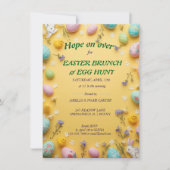 Invitation Chasse & BRUNCH de Pâques coloré jaune (Devant)