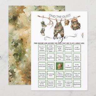 Invitation Chasse Camo petit chasseur Trouvez l'invité BINGO