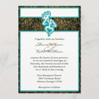 Invitation Chasse Camo Turquoise Custom Outline Color Invitat