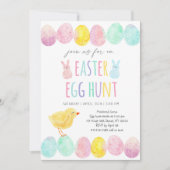 Invitation Chasse de Pâques aux oeufs de poulet aquarelle (Devant)