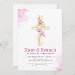 Invitation Chasse de Pâques et Brunch Orchidée florale rose