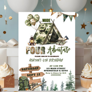 Invitation Chasse Made QUATRE anniversaire d'aventure Invitat