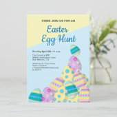 Invitation Chasse personnalisée aux oeufs de Pâques printemps (Debout devant)