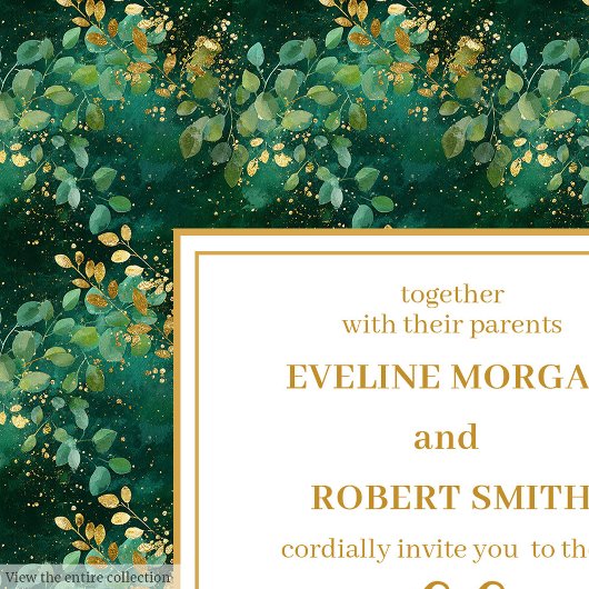 Invitation Chasseur classique Vert Eucalyptus Mariage