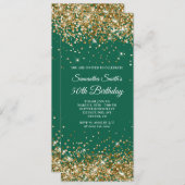 Invitation Chasseur de Parties scintillant d'or Vert 50e anni (Devant / Derrière)
