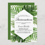 Invitation Chasseur de verdure vert Quinceañera  (Devant / Derrière)