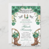 Invitation Chasseur vert Silver Western Quinceanera (Devant)