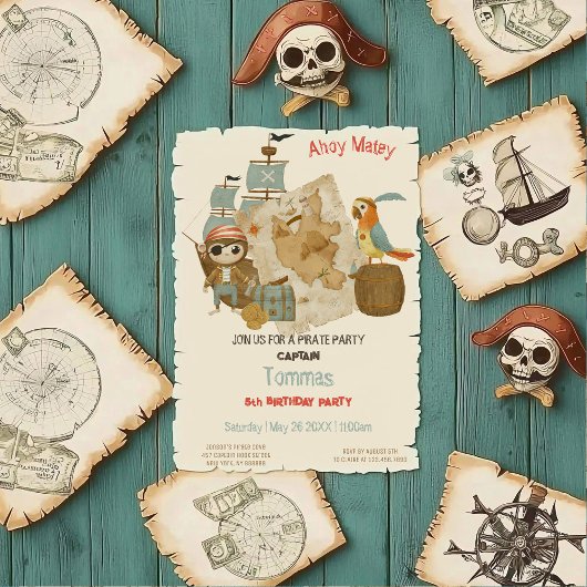 Invitation Chasseurs de trésors Pirate Anniversaire