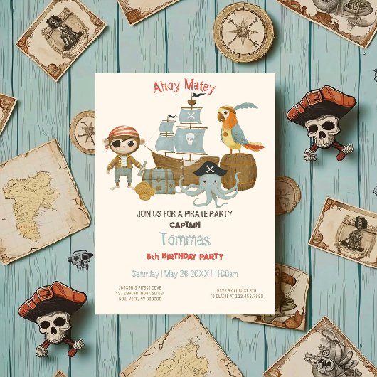 Invitation Chasseurs de trésors Pirate Anniversaire