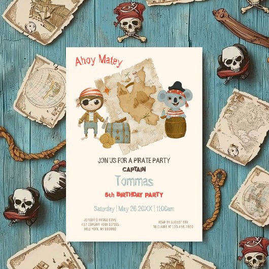 Invitation Chasseurs de trésors Pirate Anniversaire