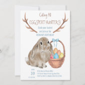 Invitation Chasseurs Eggspert Lapin de Pâques et Oeufs Annive (Devant)