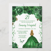 Invitation Chasseurs Green Blonde Cheveux Princesse Anniversa (Devant)