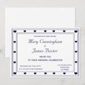 Invitation CHÂSSIS BLEU AVEC COEURS (horizontal) (Devant / Derrière)