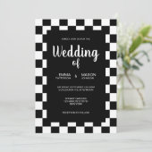 Invitation Châssis classique en carreaux noirs et blancs (Debout devant)