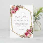 Invitation Châssis Floral violet Mariage Chic Gold Frame (Debout devant)