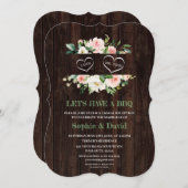 Invitation Châssis rose Rustique Grange I DO BBQ (Devant / Derrière)