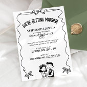 Invitation Châssis Whimsical avec Bride et Groom de dessin
