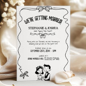 Invitation Châssis Whimsical avec Bride et Groom de dessin