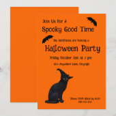 Invitation Chat à sorcière noire mignonne (Devant / Derrière)