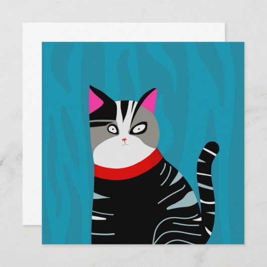 Invitation Chat Abstrait (Devant / Derrière)