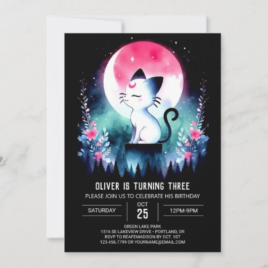 Invitation Chat adorable moderne Anniversaire (Devant)