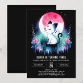 Invitation Chat adorable moderne Anniversaire (Devant / Derrière)