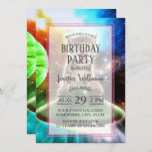 Invitation Chat Alien dans la soucoupe de l'ufo (Devant / Derrière)