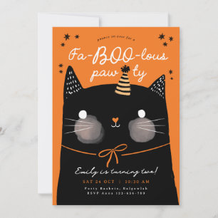 Invitation Chat Anniversaire invitation, Chat Noir Halloween 
