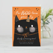 Invitation Chat Anniversaire invitation, Chat Noir Halloween  (Debout devant)