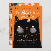 Invitation Chat Anniversaire invitation, Chat Noir Halloween  (Devant / Derrière)