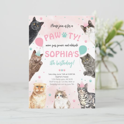 Invitation Chat Anniversaire Pawty (Debout devant)