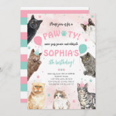 Invitation Chat Anniversaire Pawty (Devant / Derrière)