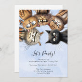 Invitation Chat Anniversaire Pawty Cute Personnalisé (Devant / Derrière)