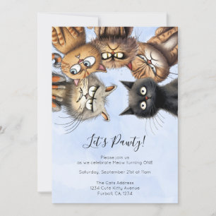 Invitation Chat Anniversaire Pawty Cute Personnalisé
