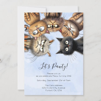 Invitation Chat Anniversaire Pawty Cute Personnalisé