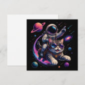 Invitation Chat astronaute chevauchant à travers l'espace (Devant / Derrière)