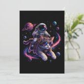 Invitation Chat astronaute chevauchant à travers l'espace (Debout devant)