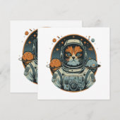 Invitation Chat-astronaute sur les astéroïdes (Devant / Derrière)