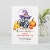 Invitation Chat au chapeau avec citrouilles (Debout devant)